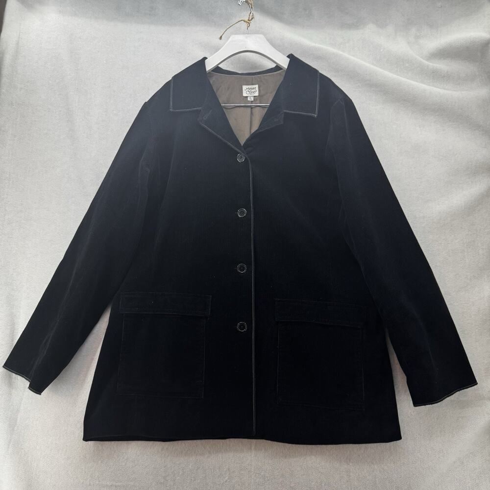 EUC Women’s Margaret OLeary Black Corduroy Blazer Size Large